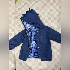 Kids Blue Dinosaur Hooded Jacket